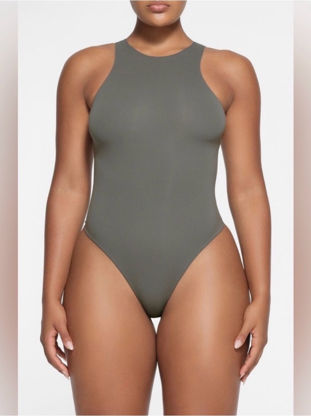 NWT SKIMS Fits Everybody High Neck Bodysuit in Gunmetal XL